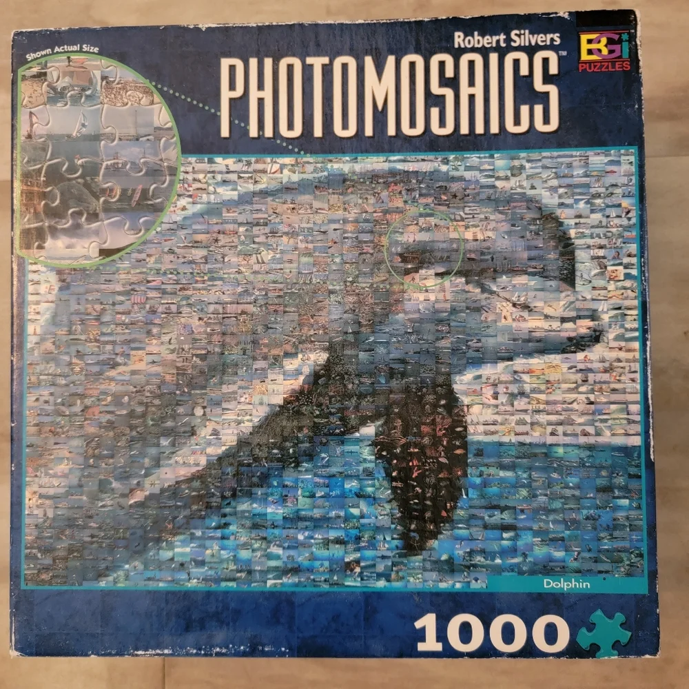 BGI Puzzles Robert Silvers Photomosaics Dolphin 1000 Miniature Photographs 27X20